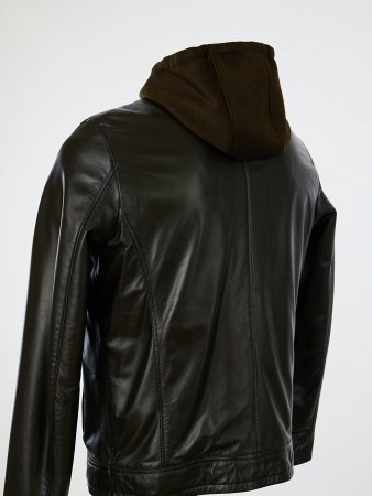Кожаная куртка со съемным капюшоном