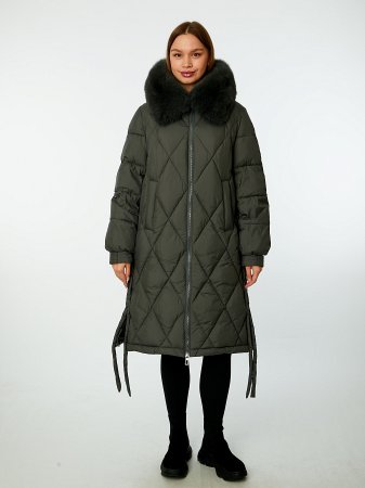 Стеганый пуховик с капюшоном