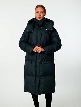Удлиненный пуховик с капюшоном