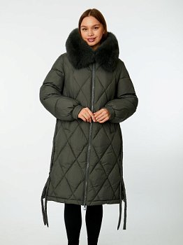 Стеганый пуховик с капюшоном