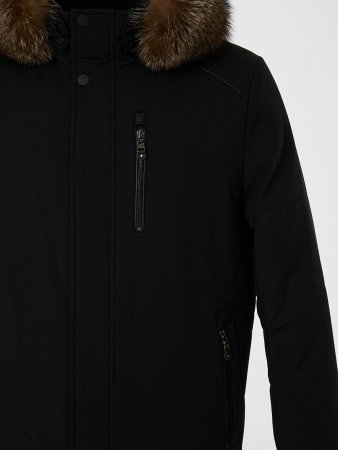 Удлиненный пуховик с капюшоном