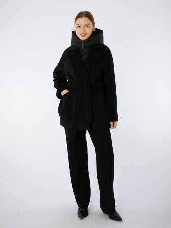 Пальто женское с капюшоном укороченное