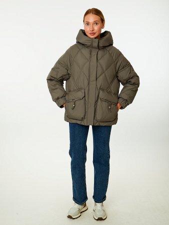 Пуховик женский стёганый с капюшоном