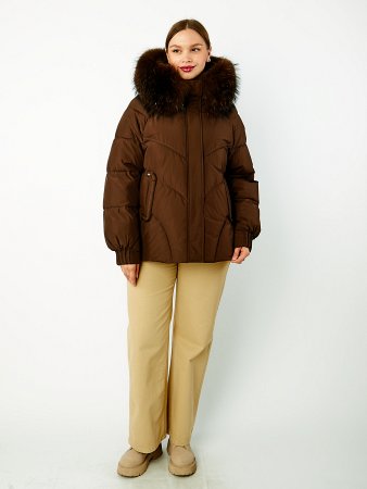 Пуховик женский укороченный с мехом