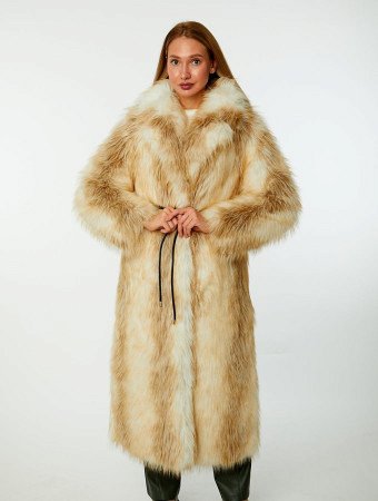 Длинная шуба из экомеха