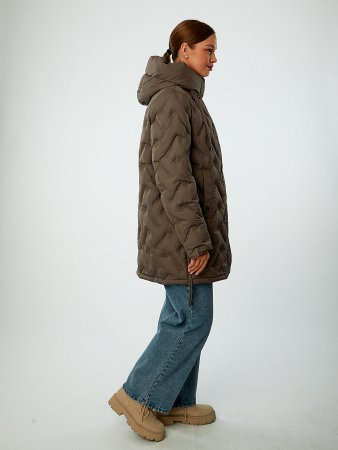 Пуховик женский стёганый с капюшоном