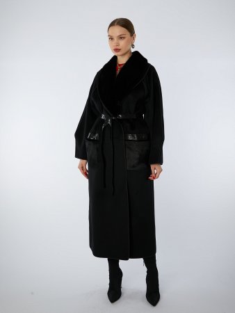Стильное пальто со съемным мехом ноки