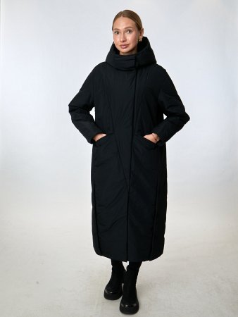 Длинный пуховик с капюшоном