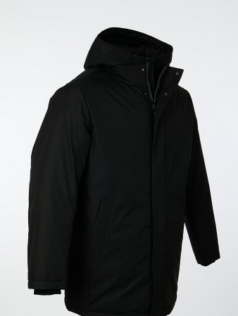 Пуховик удлинённый с капюшоном