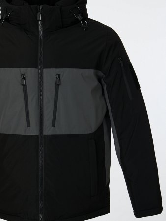 Пуховик мужской комбинированный с капюшоном