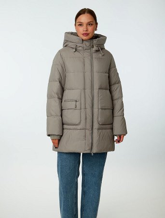 Пуховик женский стёганый с капюшоном