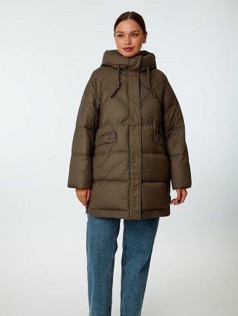 Пуховик женский стёганый с капюшоном