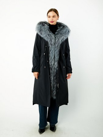 Длинная парка с капюшоном