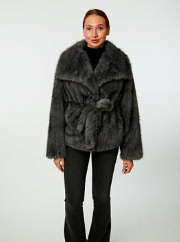 Куртка из искусственного меха с поясом