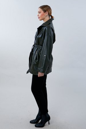 Куртка женская из экокожи с поясом 