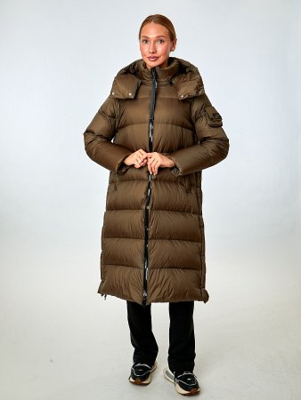 Удлиненный пуховик с капюшоном