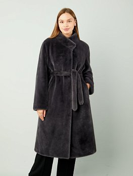 Шуба из эконорки с поясом