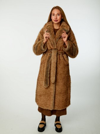 Длинная шуба из экомеха