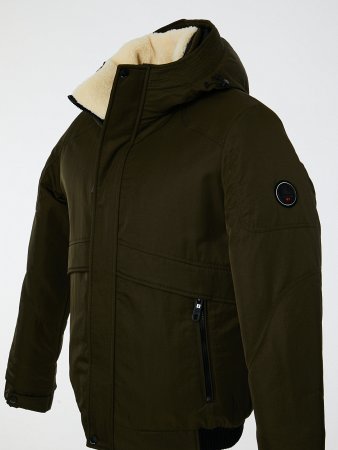 Пуховик-бомбер мужской с капюшоном