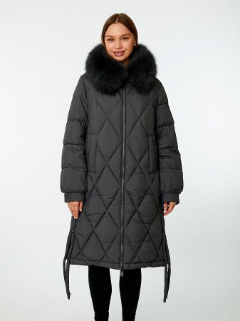 Стеганый пуховик с капюшоном