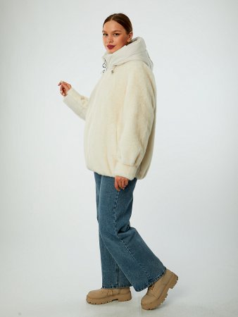 Куртка женская из искусственного меха с капюшоном