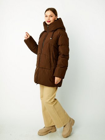 Пуховик женский стёганый с капюшоном