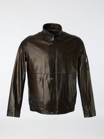 Мужская куртка из натуральной кожи на резинке