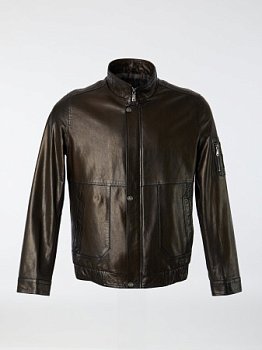 Мужская куртка из натуральной кожи на резинке