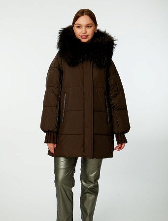 Пуховик женский стёганый с капюшоном