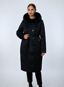 Пуховик женский удлинённый с искусственным мехом