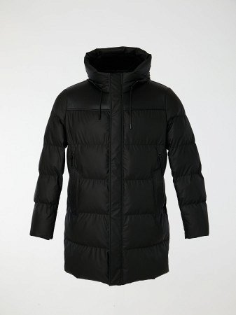 Удлиненный пуховик с капюшоном