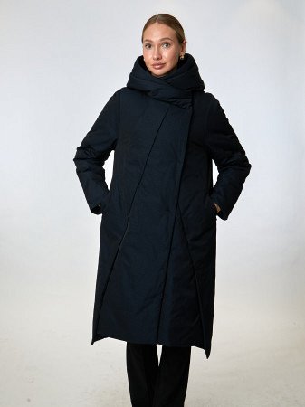 Длинный пуховик с капюшоном