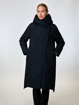 Длинный пуховик с капюшоном