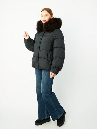Пуховик женский укороченный с мехом