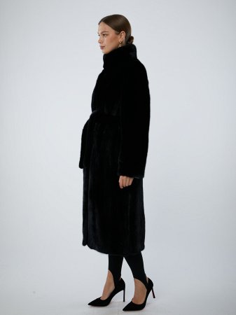 Шуба из меха норки с поясом