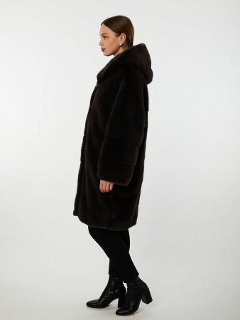 Шуба из меха норки с капюшоном