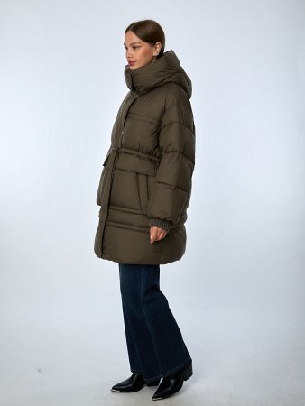 Пуховик женский стёганый с капюшоном