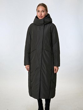 Длинный пуховик с капюшоном