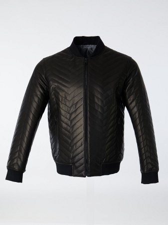 Утепленный бомбер из натуральной кожи
