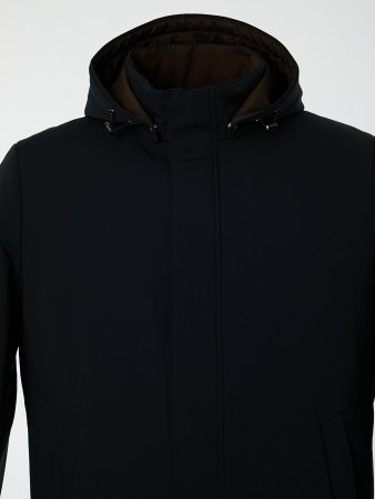 Удлиненный пуховик с капюшоном