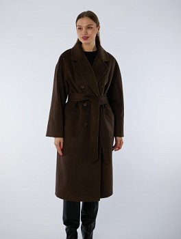 Пальто полушерстяное удлинённое с английским воротником и поясом