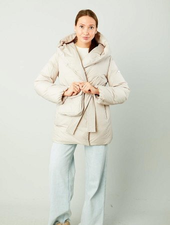 Укороченный пуховик с капюшоном