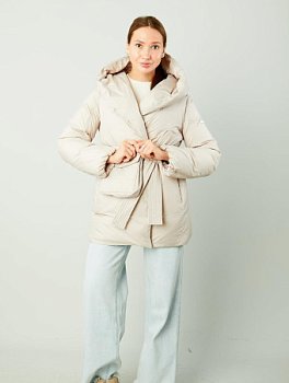 Укороченный пуховик с капюшоном