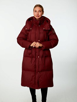 Удлиненный пуховик с капюшоном