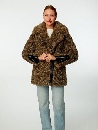 Укороченная шуба-косуха из экомеха