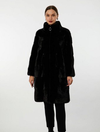 Шуба из меха норки с воротом стойка