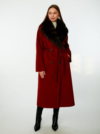 Классическое пальто со съёмным мехом песца