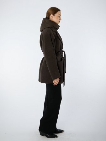 Пальто женское с капюшоном укороченное