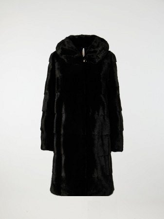 Шуба из меха норки с капюшоном