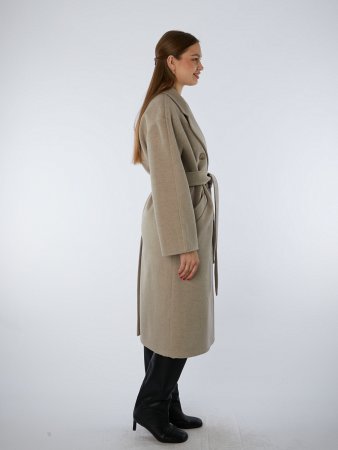 Пальто полушерстяное удлинённое с английским воротником и поясом